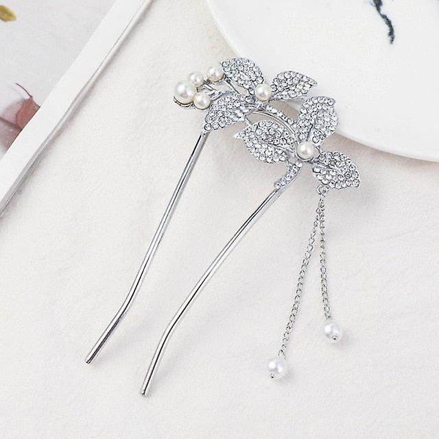 Rhinestones metal hair sticks tassel hair combs for women