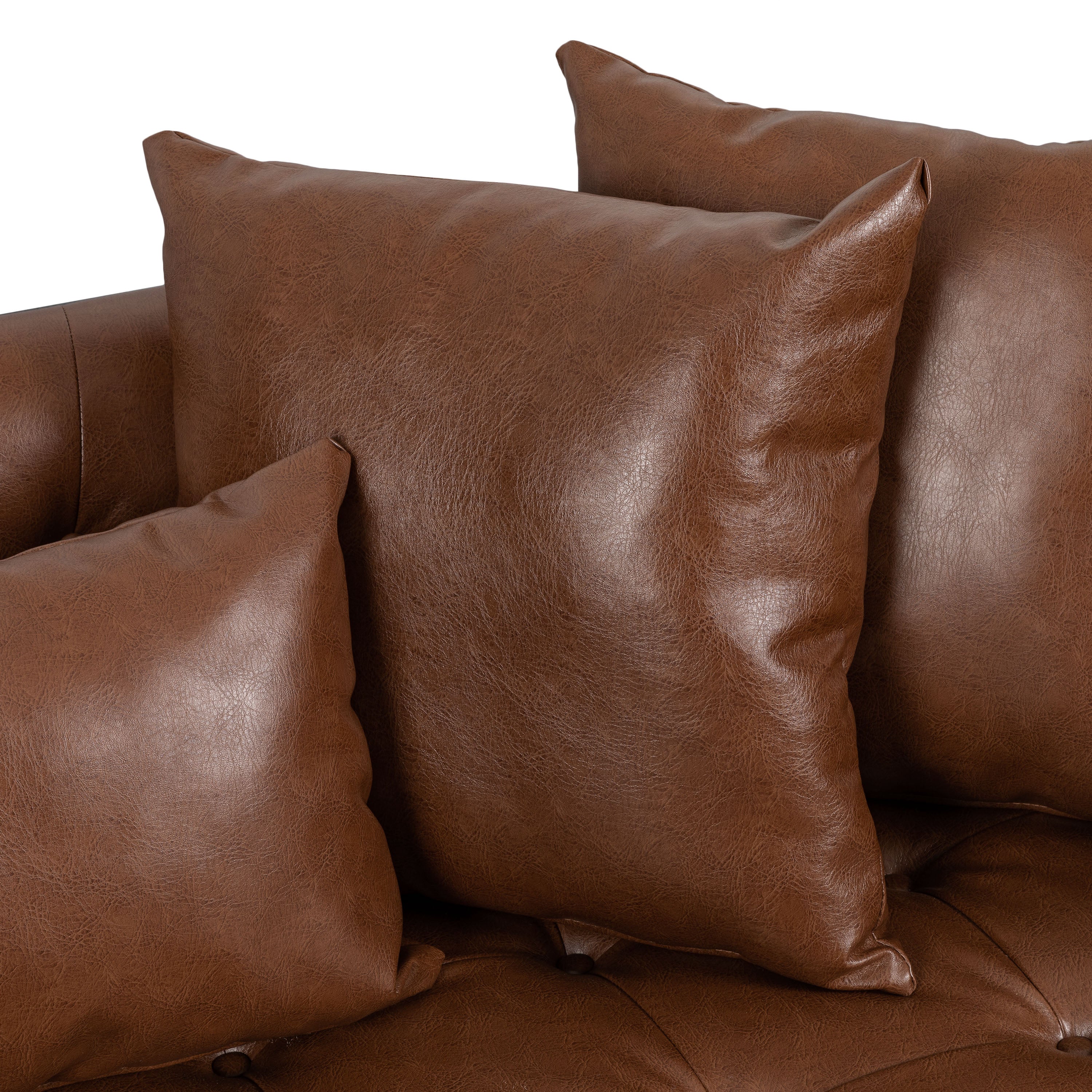 Manbow Contemporary Faux Leather Upholstered Oversized Loveseat with Accent Pillows