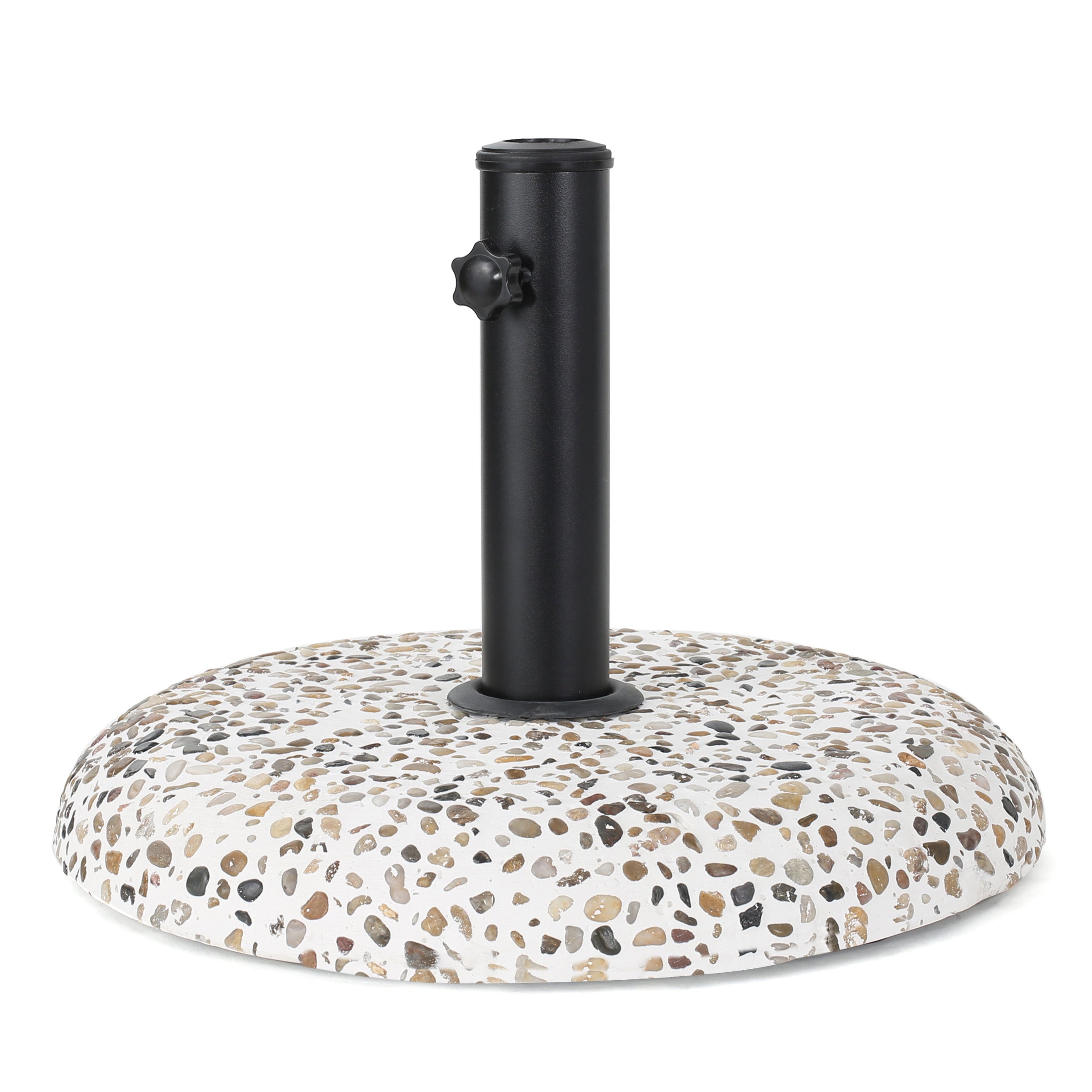 Mohave Outdoor Colorful Stone Concrete and Black Steel Unbrella Base