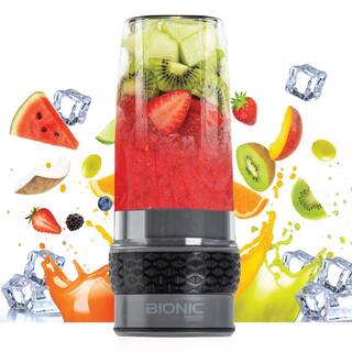 BIONIC BLADE 26 oz. Single Speed Gunmetal Rechargeable Portable Bionic 6-Blade Blender 1110