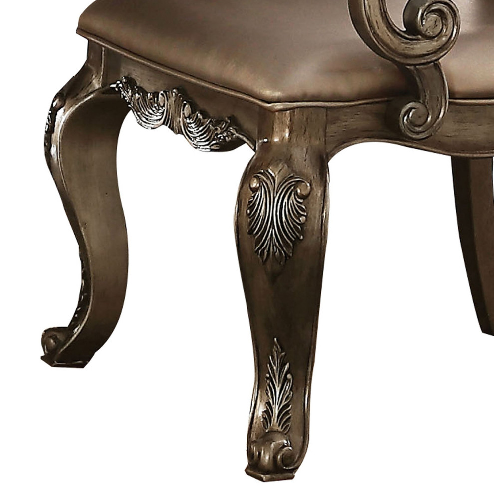 Unique Dining Chair  Elegant Design With Intricate Carving  ampGold PU Seat/Back   Victorian   Dining Chairs   by Decor Love  Houzz