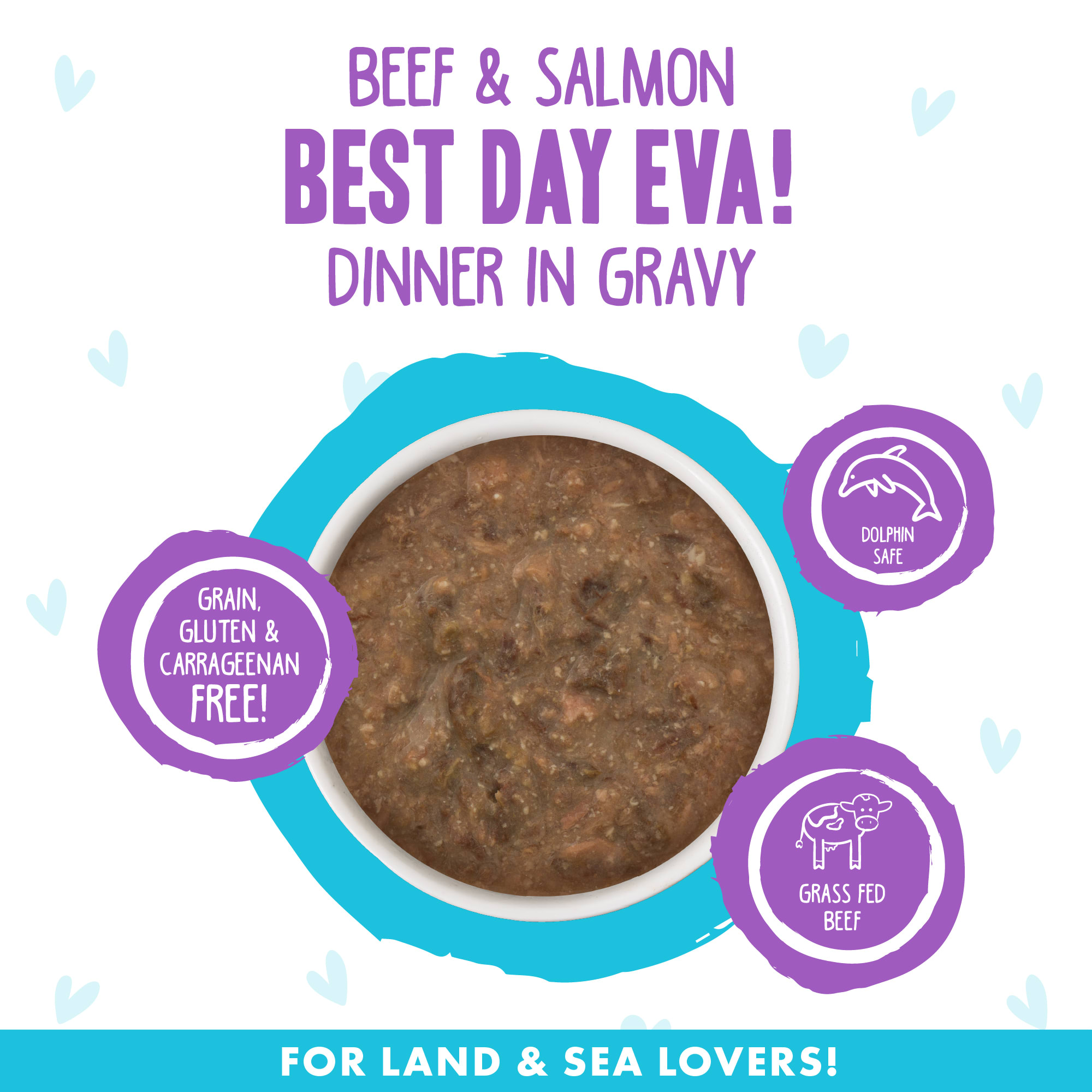 B.F.F. OMG Best Day Eva! Beef  Salmon Dinner in Gravy Wet Cat Food， 2.8 oz.， Case of 12