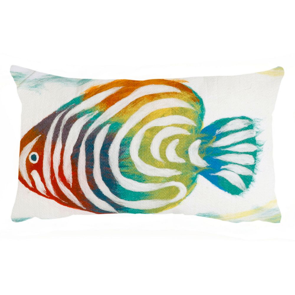 Liora Manne Visions III Rainbow Fish Indoor Outdoor Oblong Throw Pillow