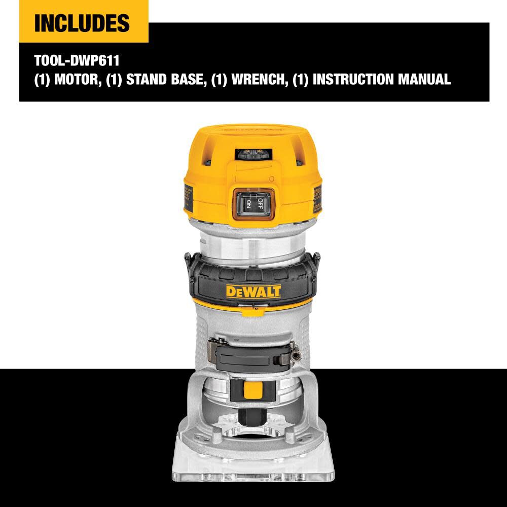 DEWALT DWP611 - 1.25 Peak HP Compact Router (DWP611) DWP611 from DEWALT