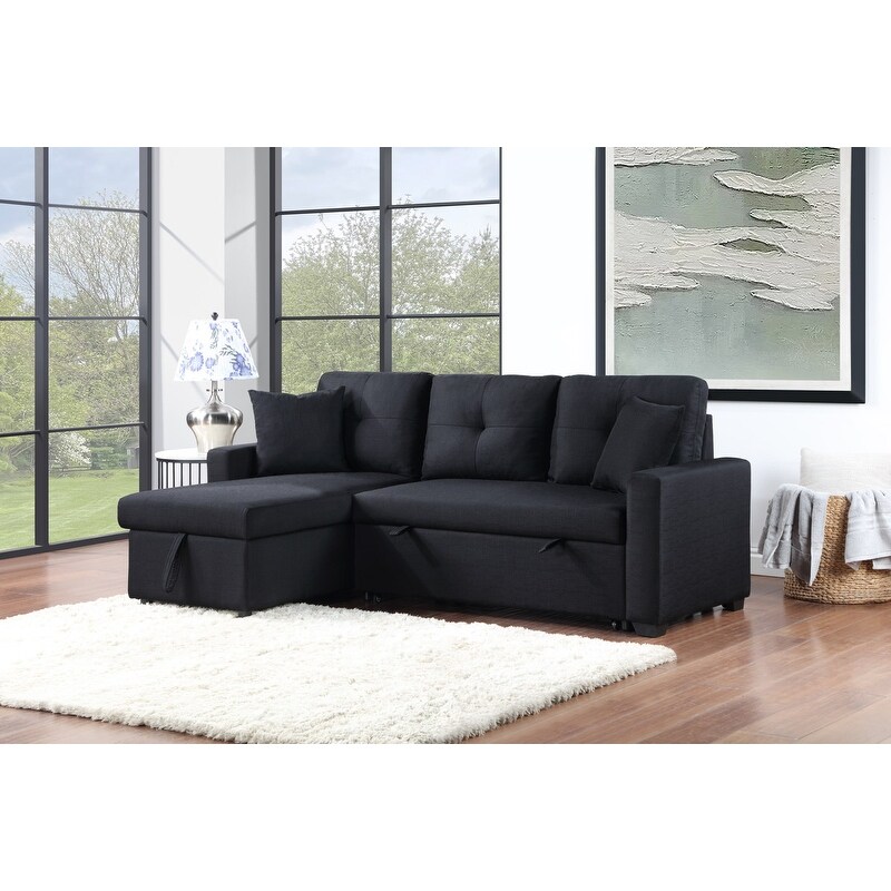 Francine Linen Reversible Sleeper Sectional Sofa with Storage Chaise