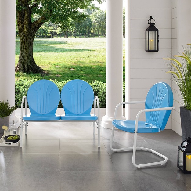 Griffith 2pc Outdoor Seating Set Blue Crosley