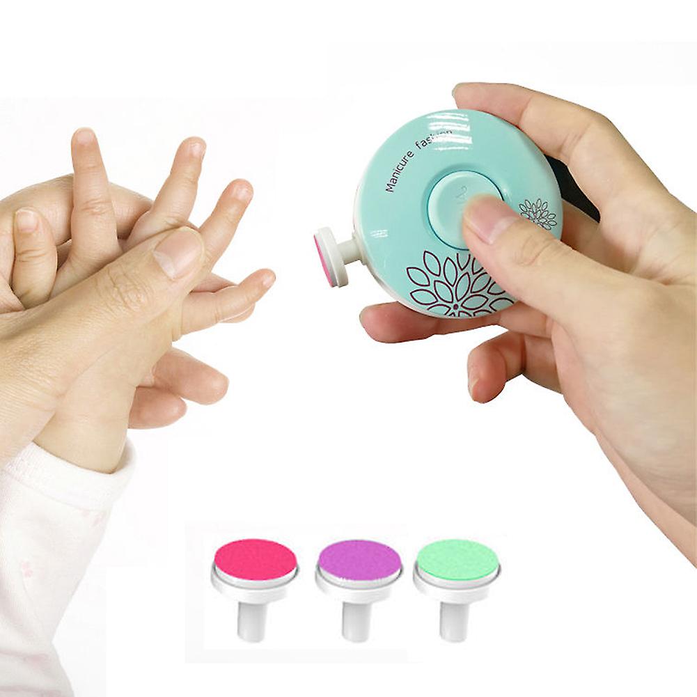 Green Baby Use 3 Grinding Heads Set Electric Manicure Nail Sharpener For Babies And Children Baby Nail Cutter Manicure