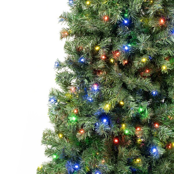 National Tree Company 6 ft. Prelit Artificial Sagamore Slim Hinged Tree 400 LED Multi LED Lights