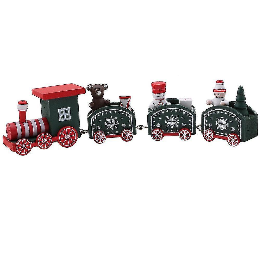 Auspicious-christmas Decoration Wooden Little Train For Home Decor Christmas Ornaments New Year Gifts，green