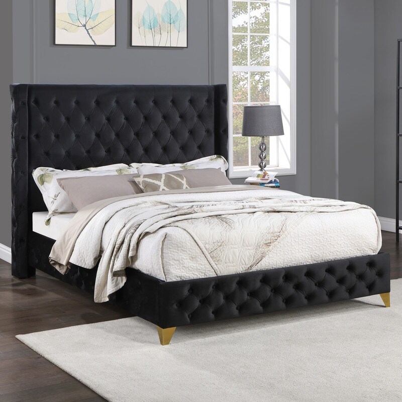 Best Master Furniture Wanda Velvet Tufted Upholstered Platform Bed