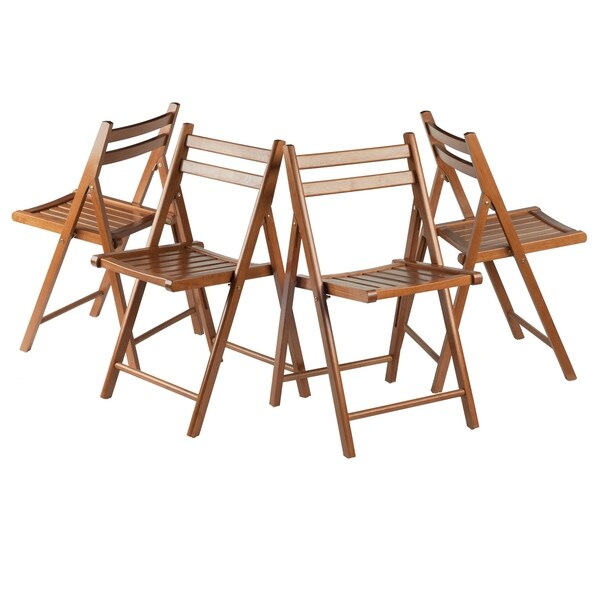 Winsome Robin Transitional Solid Teakwood Folding Chair Set - 4 Piece