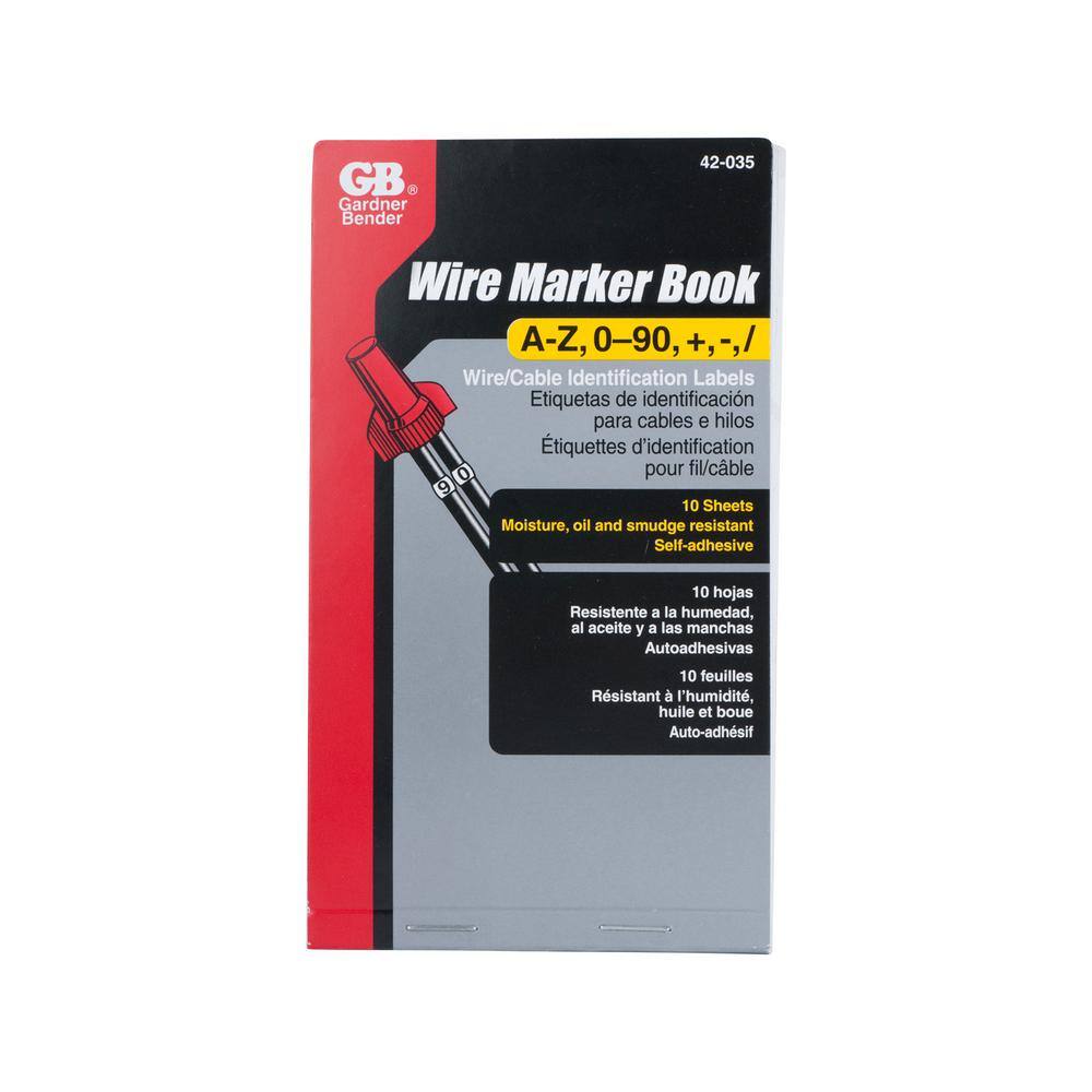 Gardner Bender Wire Marker Booklet A-Z 1-90 symbols 42-035