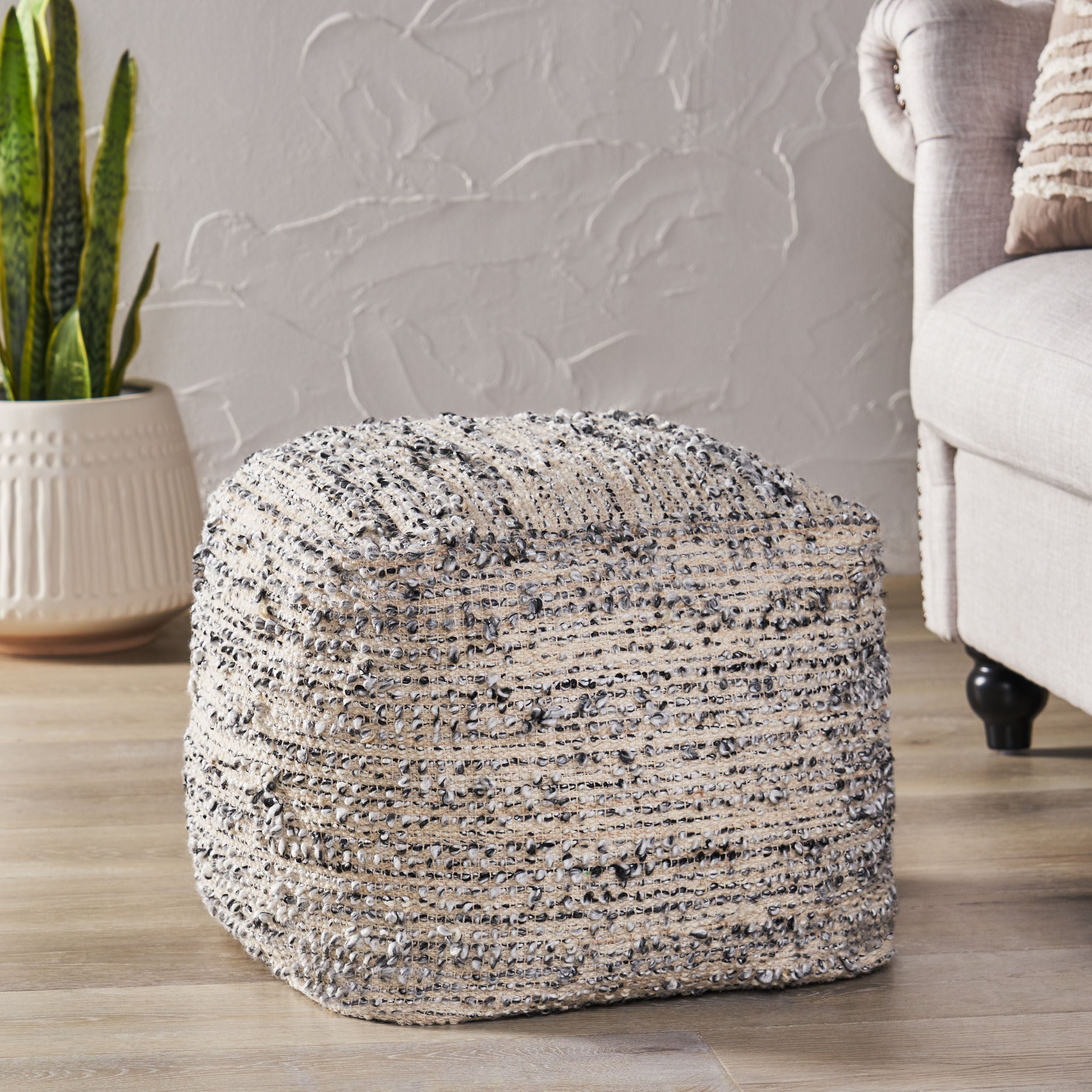 Osgood Boho Handcrafted Fabric Cube Pouf