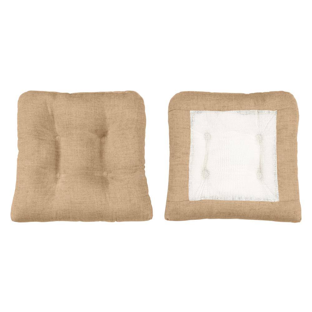 Ellis Curtain Lisa Solid Tan 18 in. Non Skid Chair Pad 717547035197