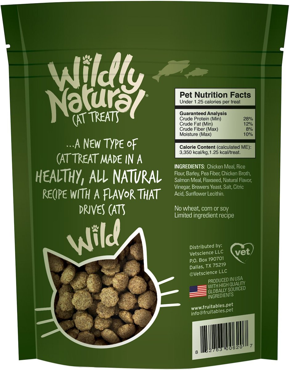 Wildly Natural Salmon Flavor Cat Treats， 2.5-oz bag