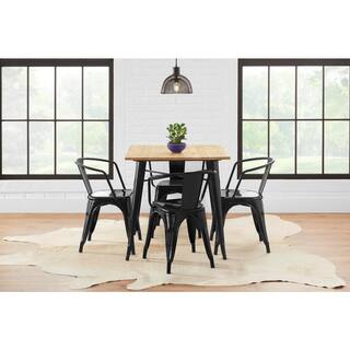 StyleWell Black Metal Dining Chair (Set of 2) (20 in. W x 28 in. H) CM805-18-BLK