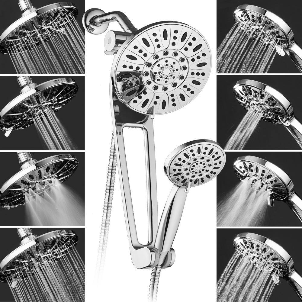 Hotel Spa 48-spray 7 in. High PressureDual Shower Head and Handheld Shower Head in Chrome 9782