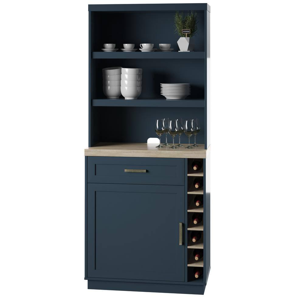 Twin Star Home 74 in. Fontana Blue 12-Shelf Standard Bookcase with Open Storage BKC6924-TPP02