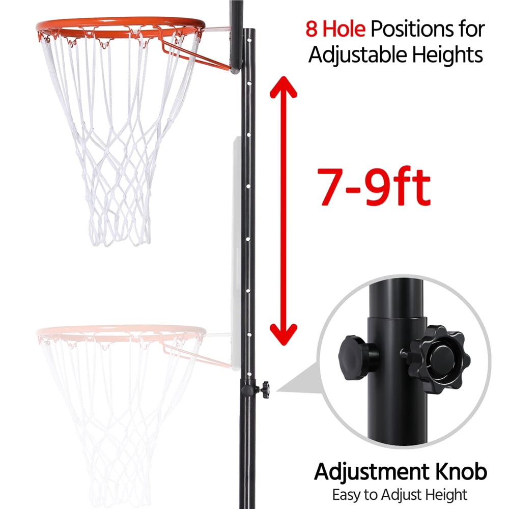 Topeakmart 7-9ft Youth Adjustable Height Basketball Hoop System for Outdoors