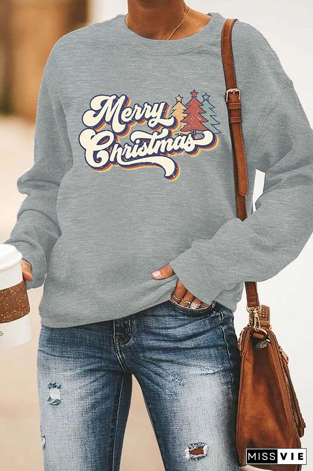 70s Style Merry Christmas Sweatshirt Wholesale