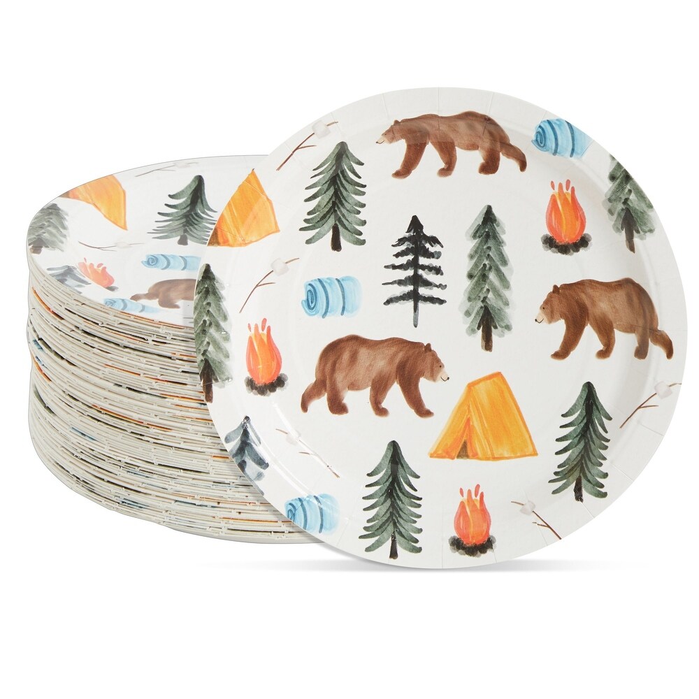 Camping Plates for 1st Birthday Party Decorations  One Happy Camper (7 In  80 Pack)