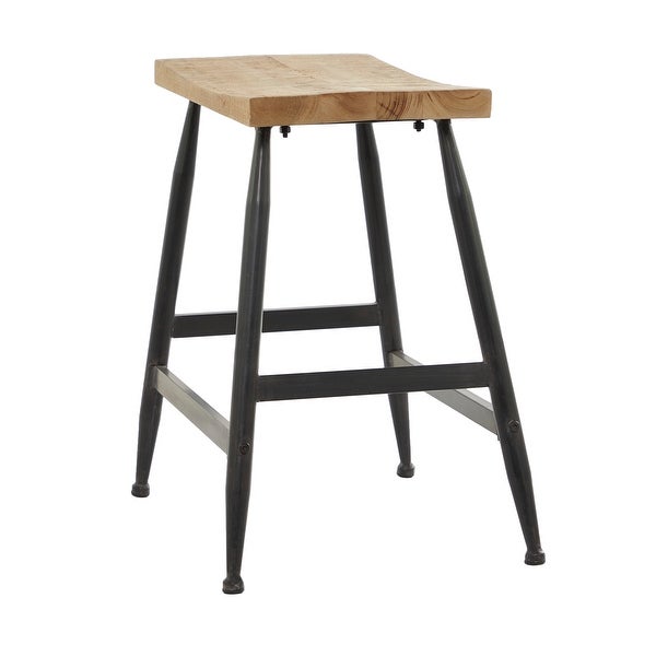 Black Metal Industrial Counter Stool