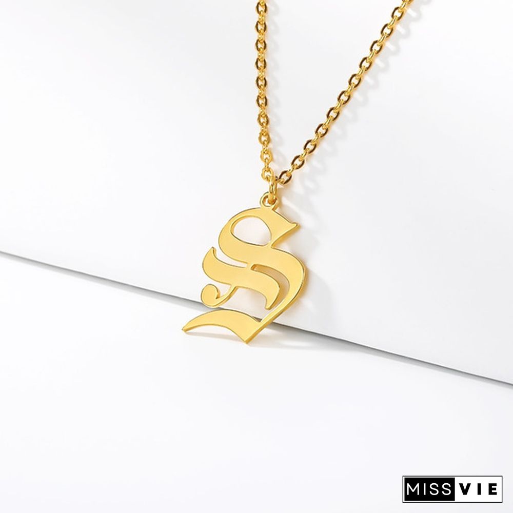 Initials Necklace Custom Letter Necklace For Women Stainless Steel Gold Chain A-Z Letters Old English Font Chain Christmas gifts