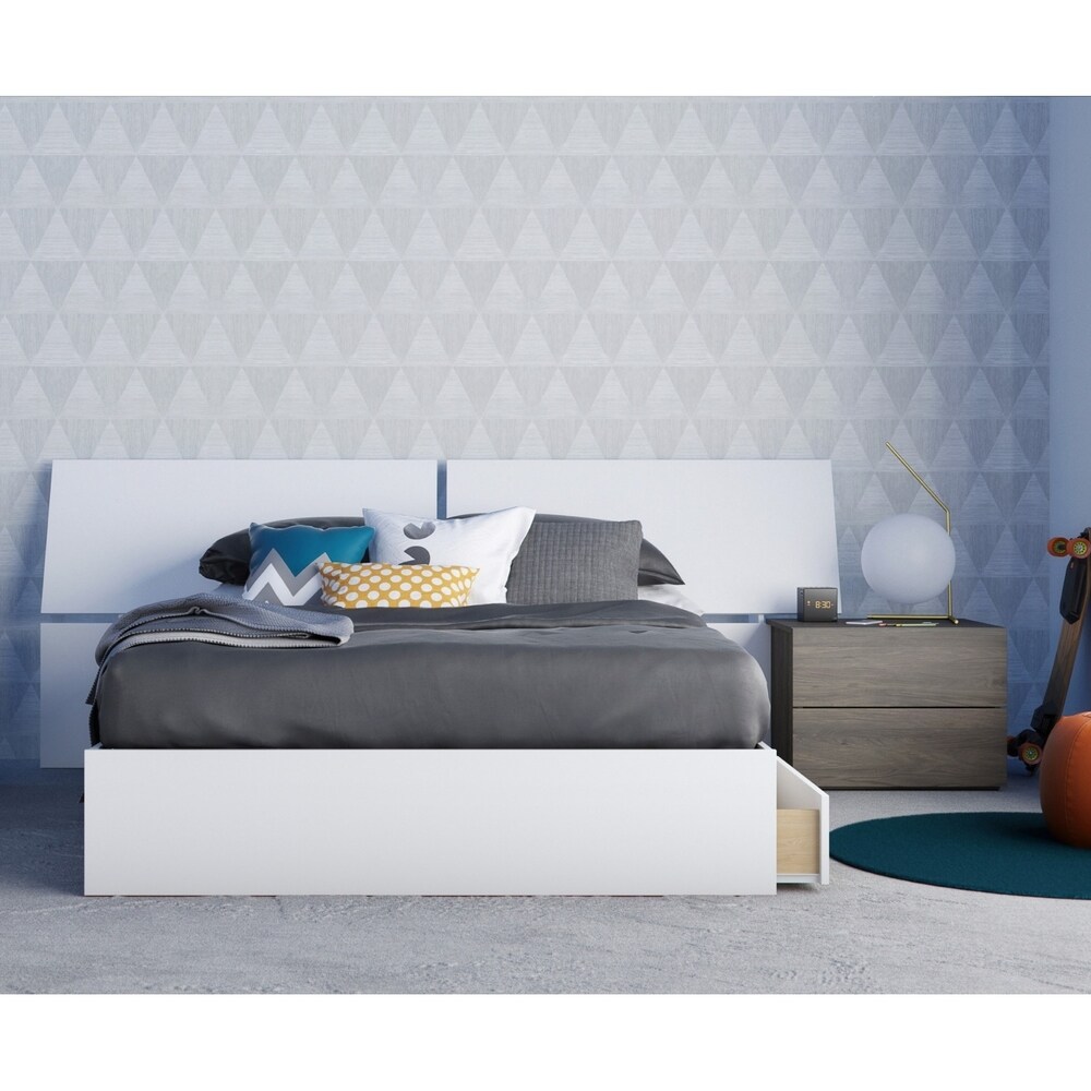 Nexera Origin 3 Piece Bedroom Set  Bark Grey   White