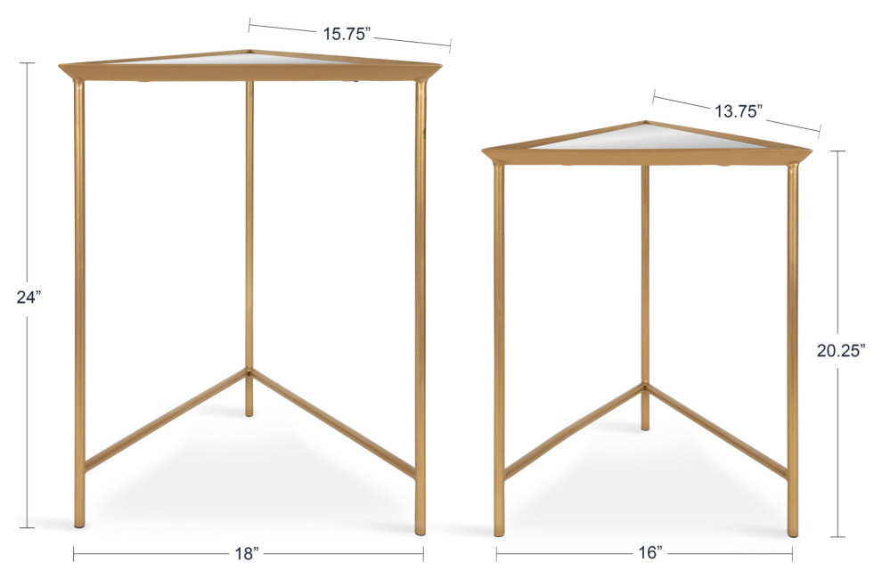 Trena Metal Triangle Nesting End Tables  Gold 2 Piece   Contemporary   Coffee Table Sets   by Uniek Inc.  Houzz