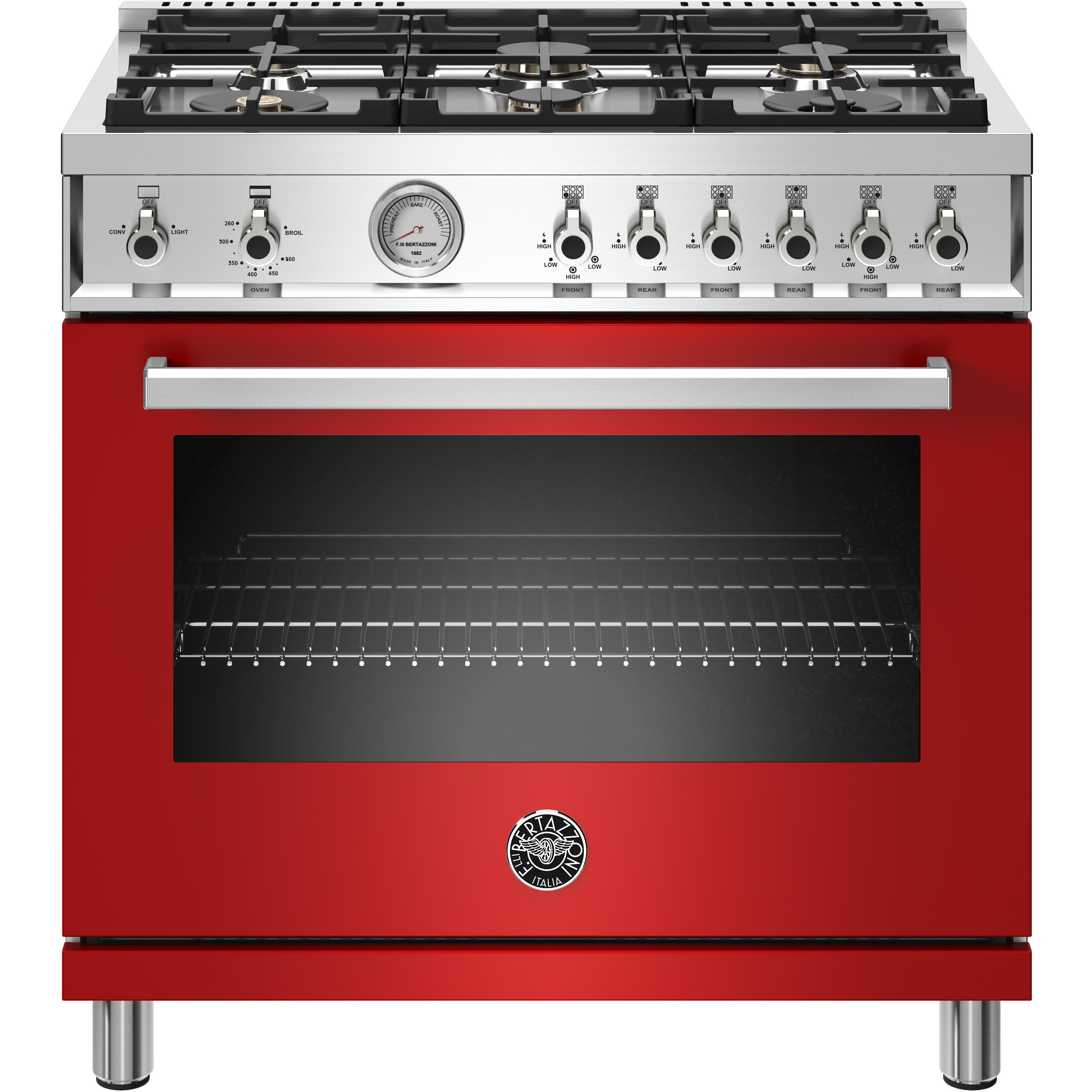 Bertazzoni 36-inch Freestanding Gas Range with Convection PROF366GASROT