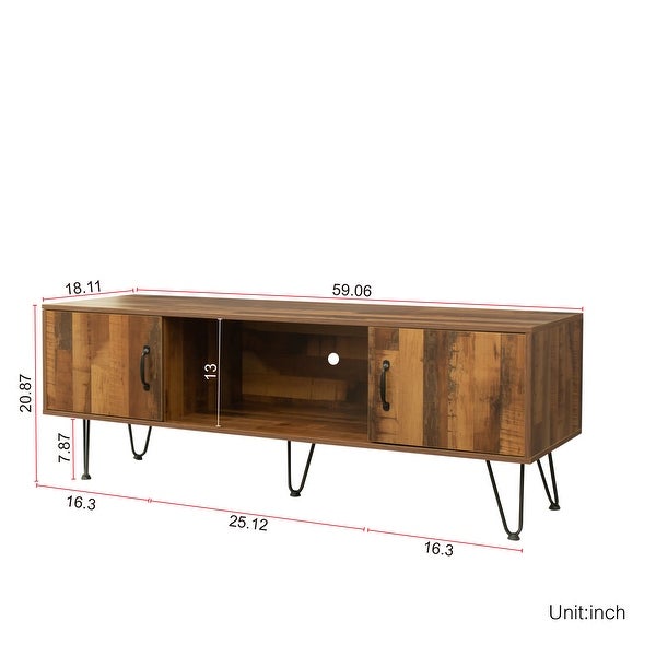 60''W Modern Rustic 2 Door TV Stand TV Console Media Table up to 65 inch TV