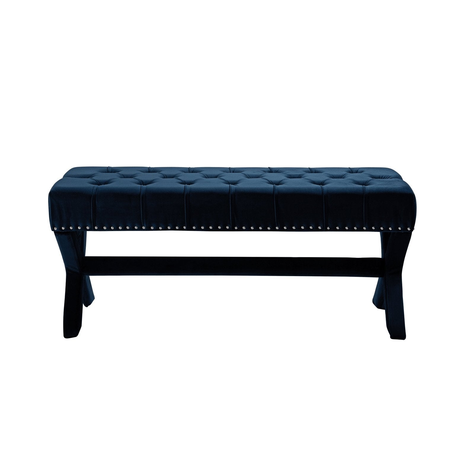 Inspired Home Gianna Button Tufted Nailhead Trim Velvet Bedroom Bench