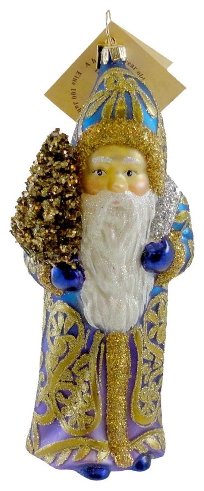 Gabriela Christoff CROWN SPARKLE Blown Glass Ornament Christmas Santa 400E   Contemporary   Christmas Ornaments   by Story Book Kids Inc  Houzz