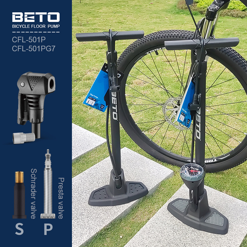 BETO Bike Inflatable Pumps Plastic Barrel 160Psi Hi pressure  Multi function Bicycle Pumps Cycling Floor Pump with Gauge