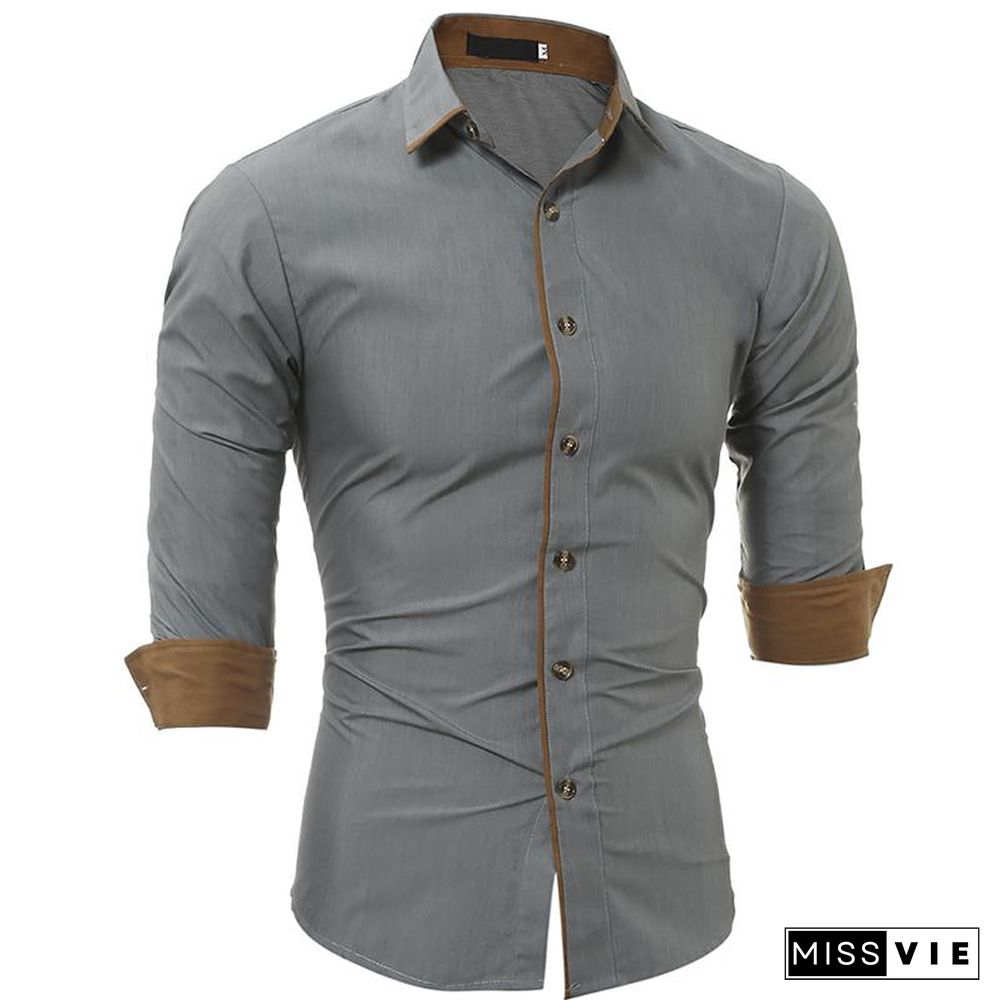 Fashion Plus Size Men's Casual Long Sleeve Shirt