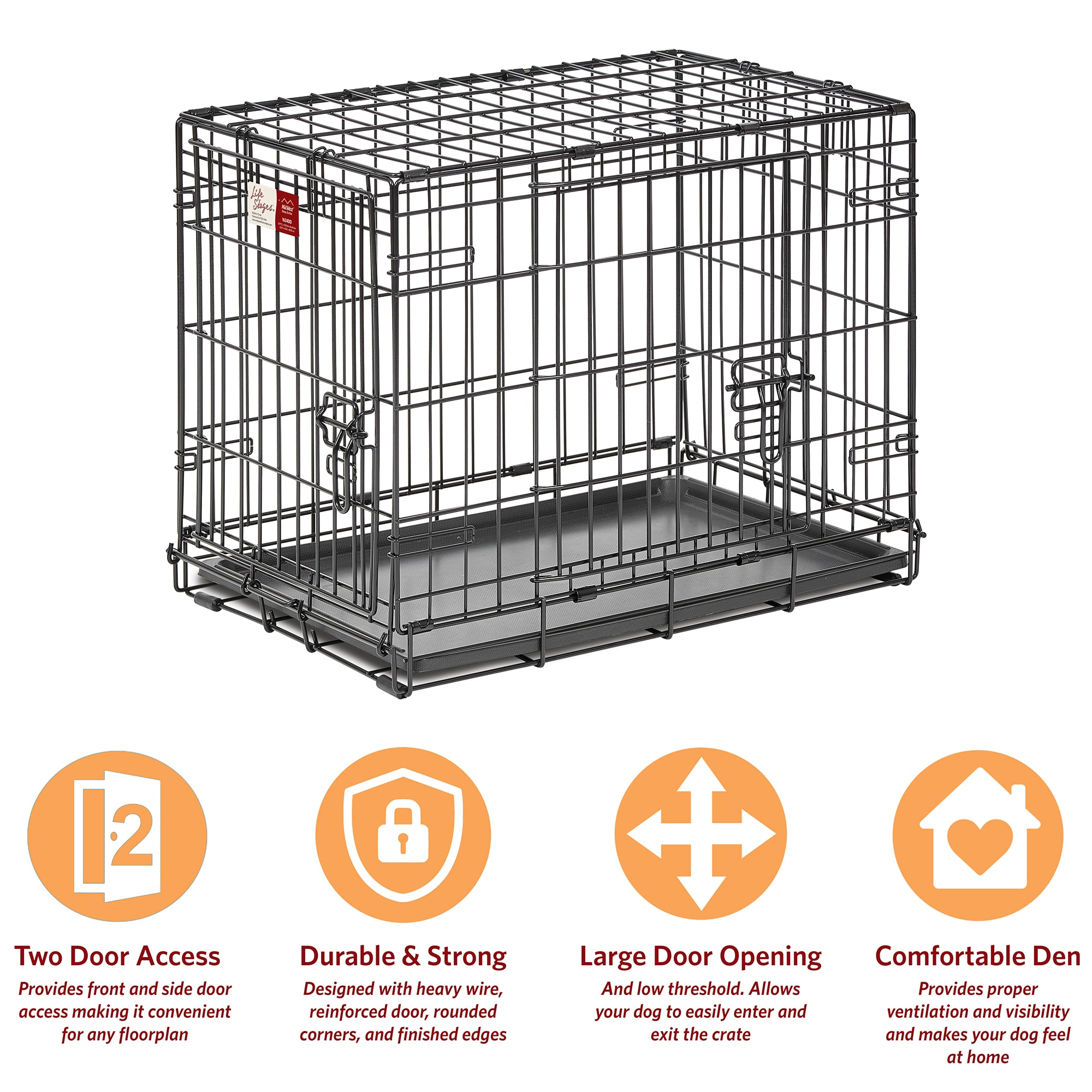 MIDWEST Lifestages Double Door Fold amp; Carry Crate for Dogs， 37