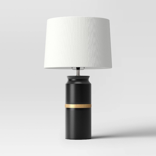 Ceramic And Wood Table Lamp includes Led Light Bulb