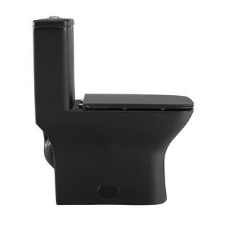 Swiss Madison Carre 1-Piece 0.81.28 GPF Dual Flush Square Toilet in Matte Black Seat Included SM-1T256MB