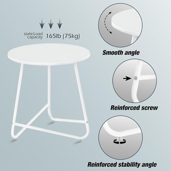 Small Round End Table，Indoor and Outdoor (White)