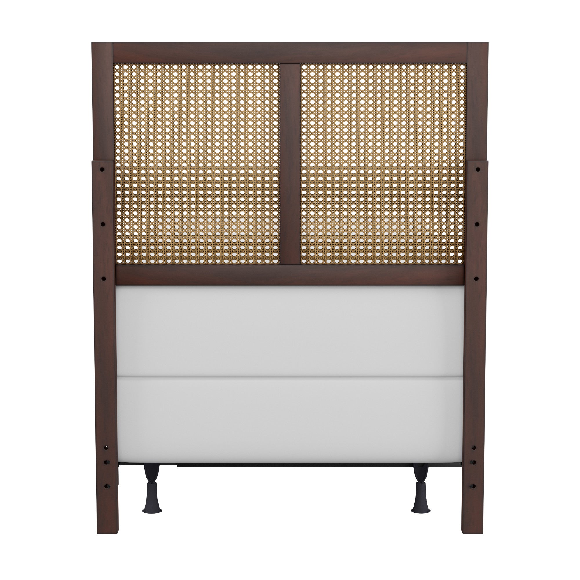 Hillsdale Furniture Serena Wood and Cane Panel Twin Headboard with Bed Frame, Chocolate