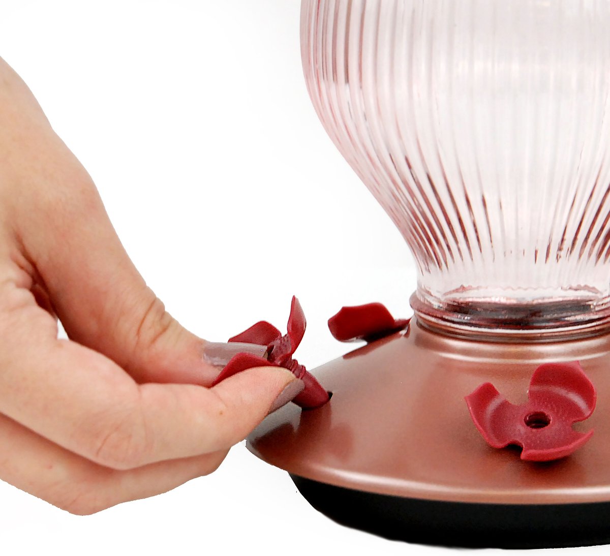 Perky-Pet Rose Gold Top-Fill Glass Hummingbird Feeder