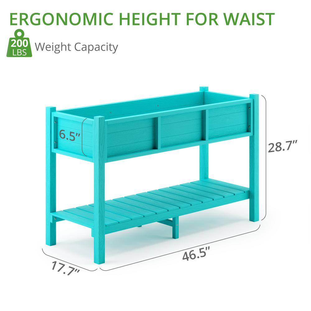 LUE BONA 48 in. x 18 in. x 30 in. Blue Raised Planter Boxes Elevated Plastic Garden Bed Stand for Backyard Patio Balcony DPTHD230022-8