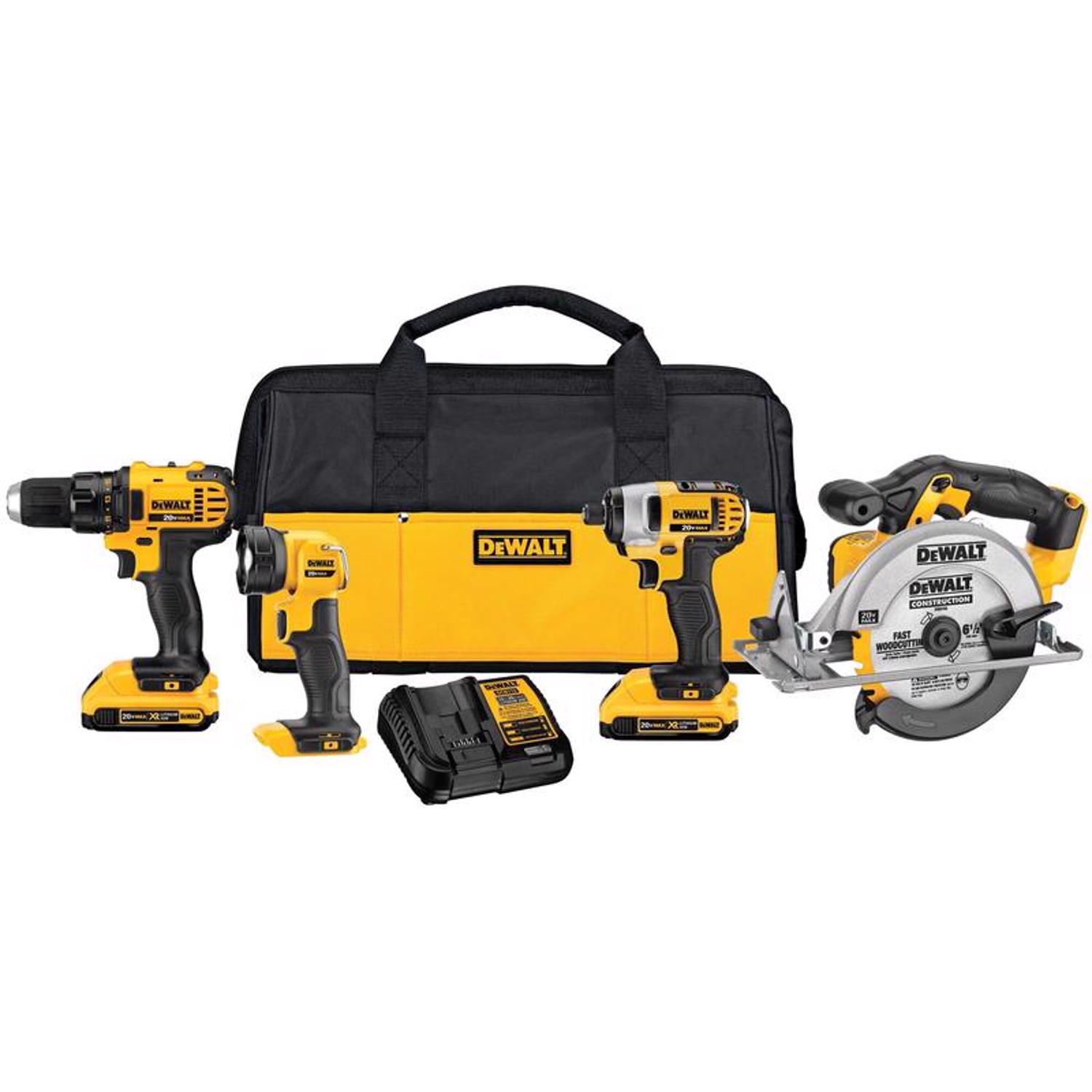 DW 20V MAX Cordless Brushed 4 Tool Combo Kit