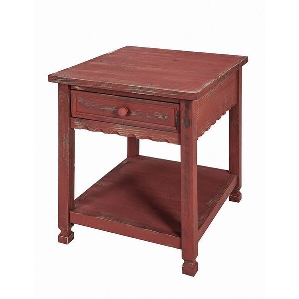 Alaterre Country Cottage End Table， Rustic Antique Finish