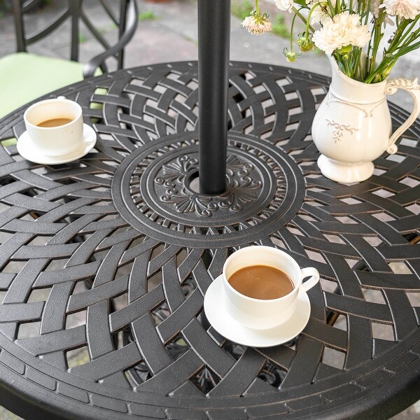 Outdoor 31'' Round Cast Aluminum Bistro Table with 2.28'' Umbrella Hole