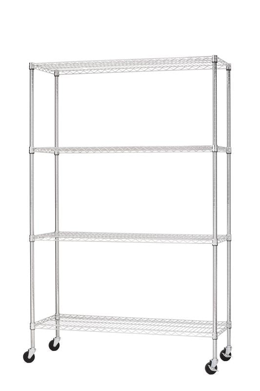 Hyper Tough 4 Tier Wire Shelf Unit Chrome Capacity 2400 lb with Levelers