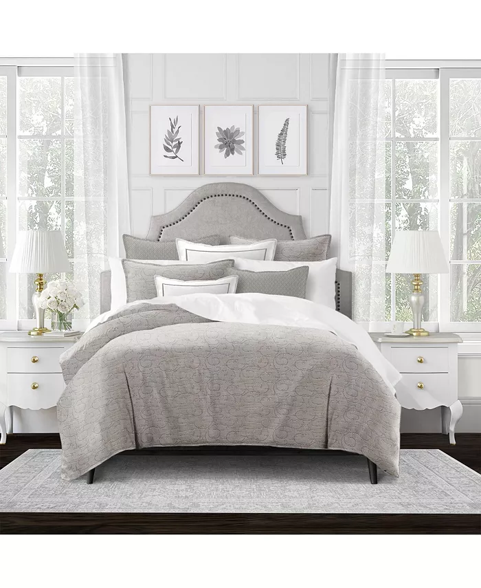 6ix Tailors Fine Linens Nadine Mink California King Duvet Cover and 2 Shams Set， Plus 2 Bonus Cushions