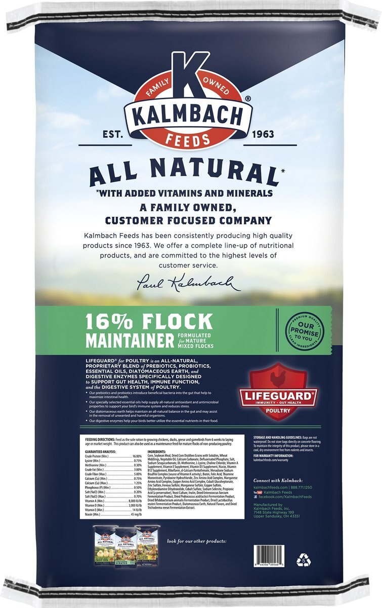 Kalmbach Feeds All Natural 16% Flock Maintainer Poultry Feed