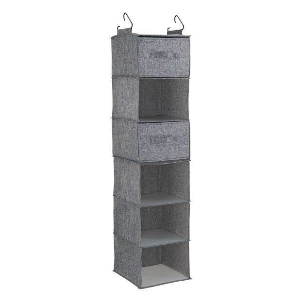 Household Essentials 6 Shelf Hanging Organizer Graphite Linen