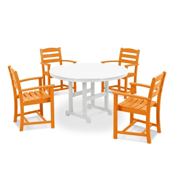 POLYWOOD La Casa Café 5Piece Round Farmhouse Dining Set